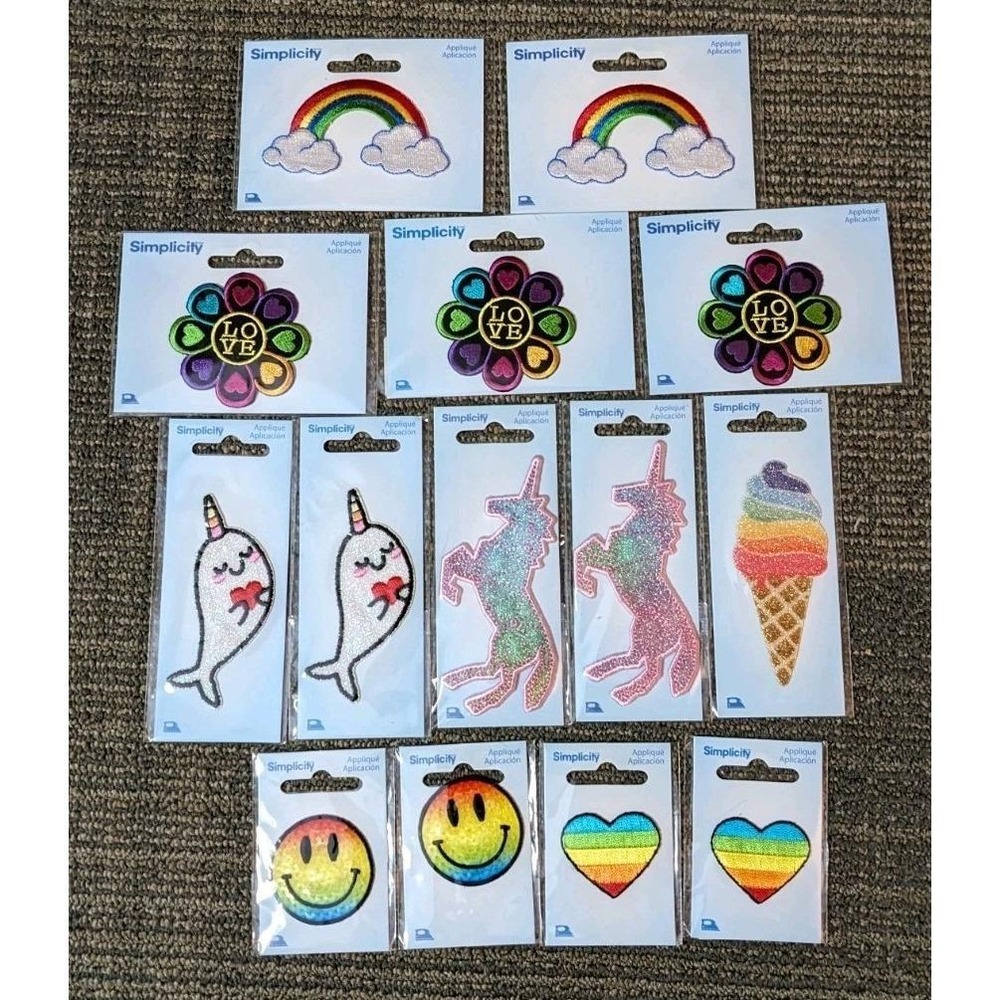 Lot of 14 Pride‎ Appliques Iron On Patches Rainbow Love Unicorn New Simplicity